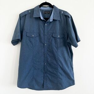 Sovereign Code Short Sleeve Button-Down Shirt in Denim Blue